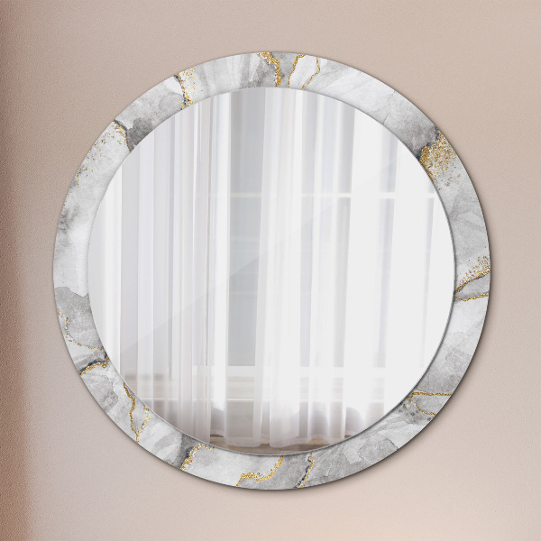 Round wall mirror decor White marble gold