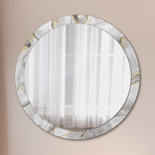Round wall mirror decor White marble gold