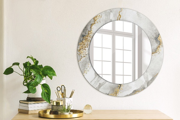 Round wall mirror decor White marble gold