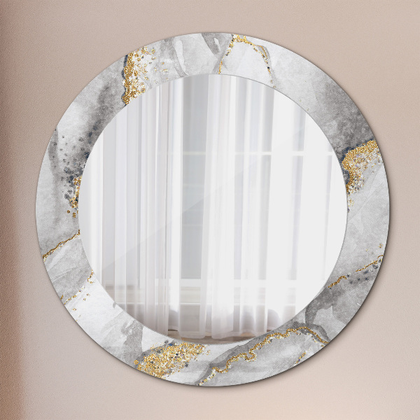 Round wall mirror decor White marble gold
