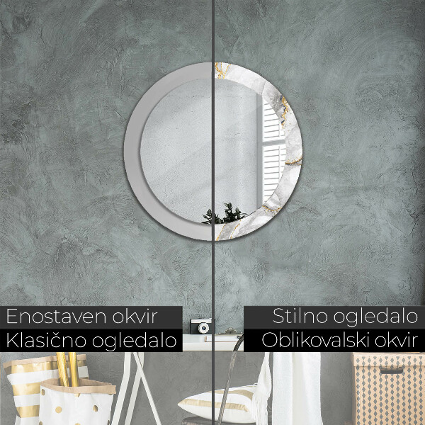 Round wall mirror decor White marble gold