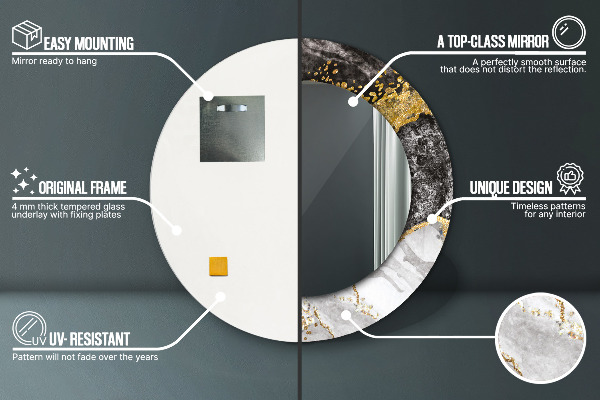 Round wall mirror decor Marble and gold