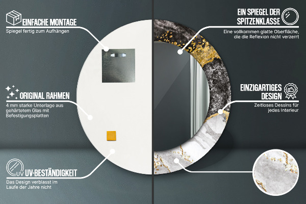 Round wall mirror decor Marble and gold