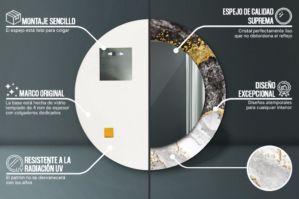 Round wall mirror decor Marble and gold