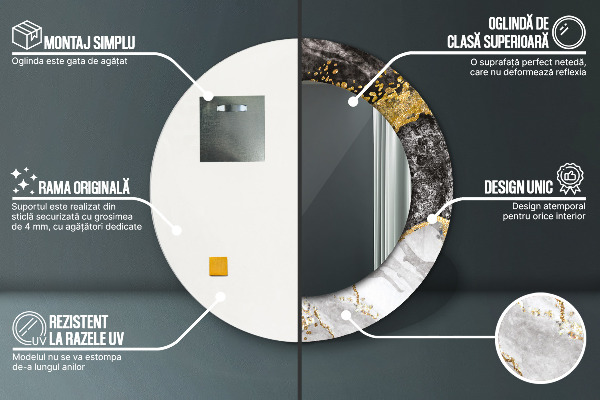 Round wall mirror decor Marble and gold