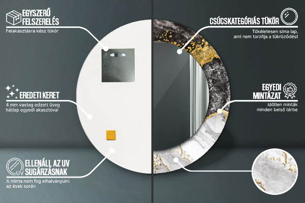 Round wall mirror decor Marble and gold