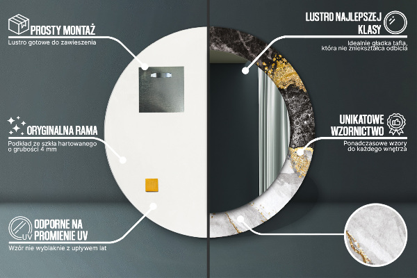 Round wall mirror decor Marble and gold