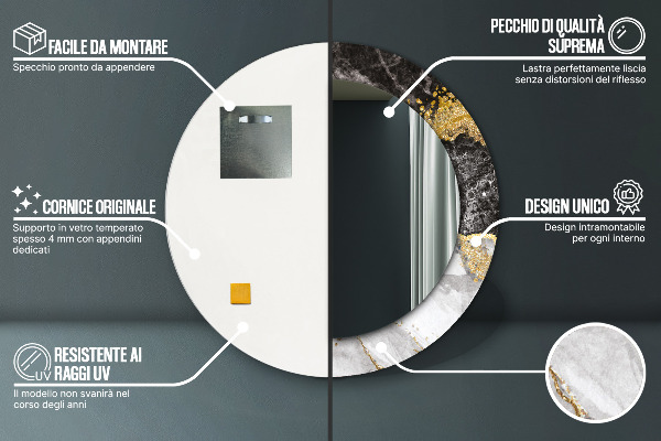 Round wall mirror decor Marble and gold