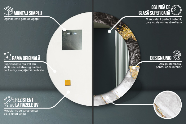 Round wall mirror decor Marble and gold