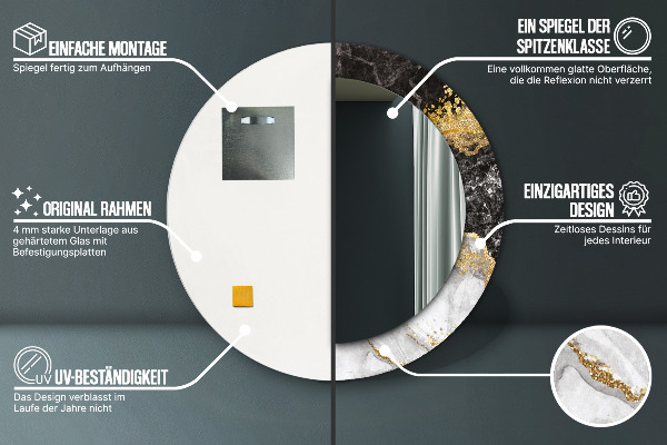 Round wall mirror decor Marble and gold