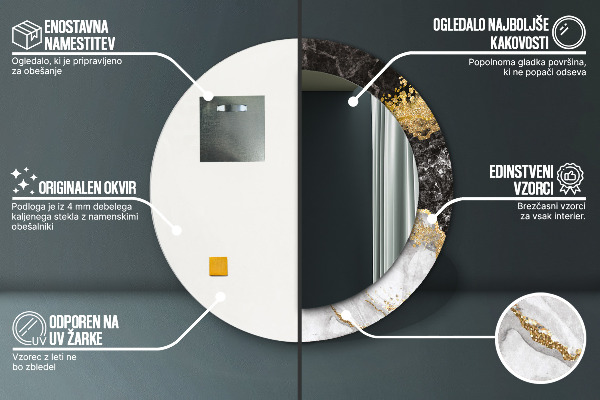 Round wall mirror decor Marble and gold