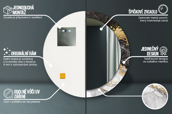 Round wall mirror decor Marble and gold