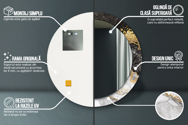 Round wall mirror decor Marble and gold