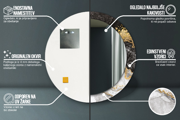 Round wall mirror decor Marble and gold