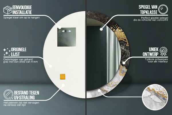 Round wall mirror decor Marble and gold