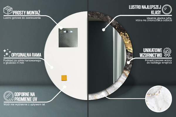 Round wall mirror decor Marble and gold