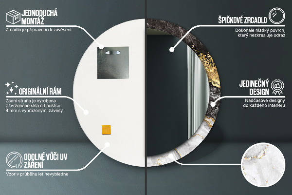 Round wall mirror decor Marble and gold