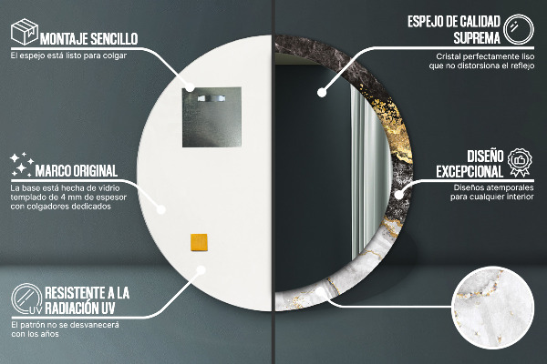 Round wall mirror decor Marble and gold