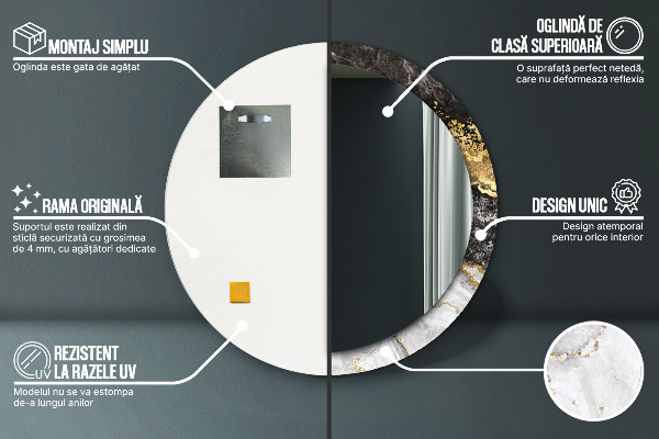 Round wall mirror decor Marble and gold