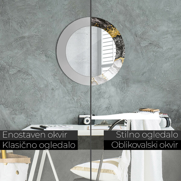 Round wall mirror decor Marble and gold