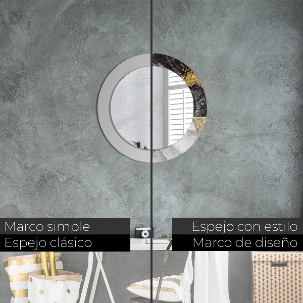 Round wall mirror decor Marble and gold