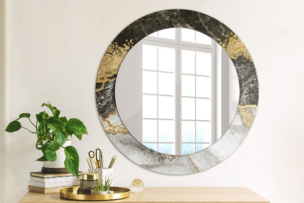 Round wall mirror decor Marble and gold