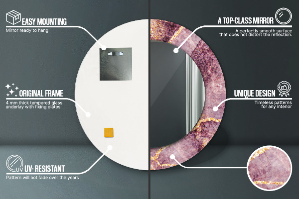 Round wall mirror decor Marble with the addition of gold