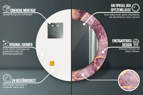 Round wall mirror decor Marble with the addition of gold