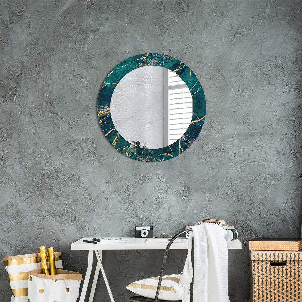 Circle decorative mirror Green malachite marble