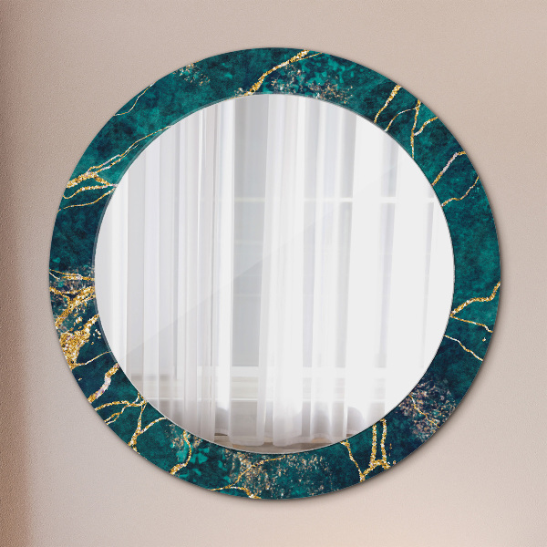 Circle decorative mirror Green malachite marble