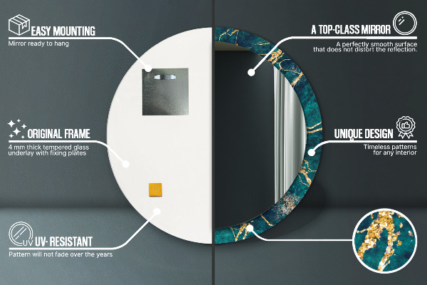 Circle decorative mirror Green malachite marble