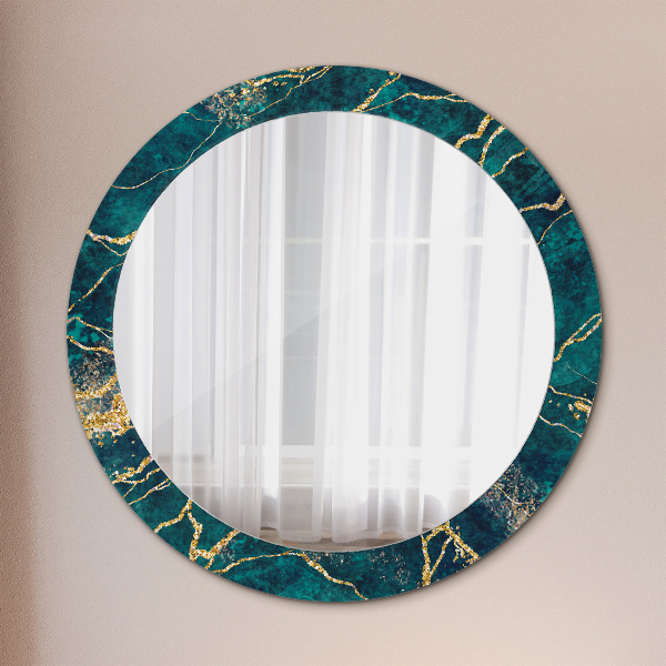 Circle decorative mirror Green malachite marble