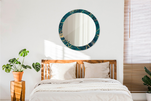 Circle decorative mirror Green malachite marble
