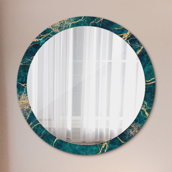 Circle decorative mirror Green malachite marble