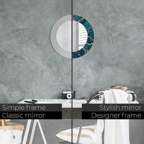 Circle decorative mirror Green malachite marble