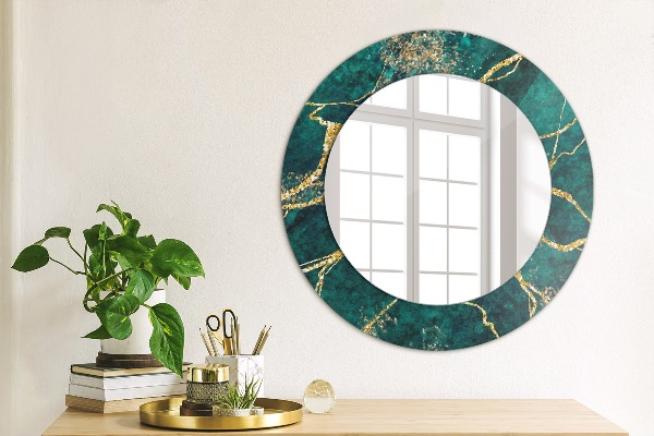 Circle decorative mirror Green malachite marble
