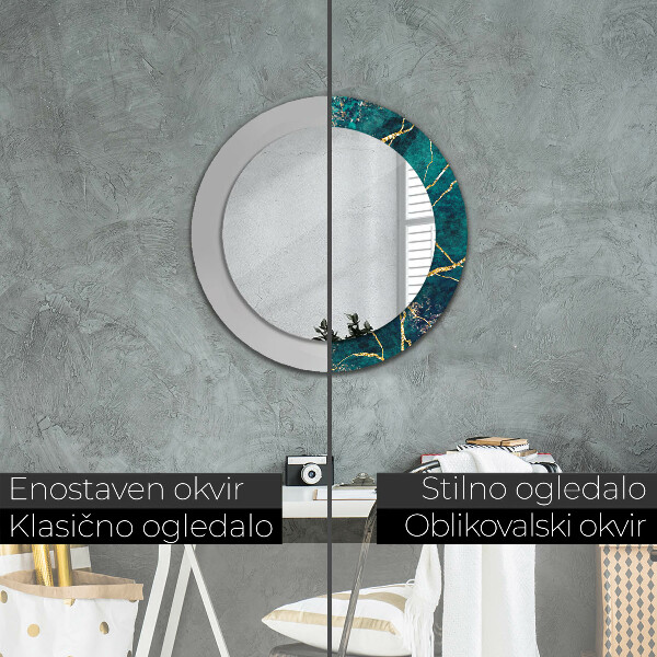 Circle decorative mirror Green malachite marble
