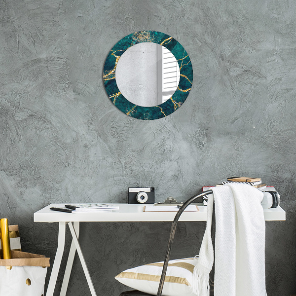 Circle decorative mirror Green malachite marble