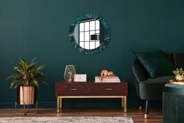 Circle decorative mirror Green malachite marble