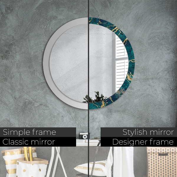 Circle decorative mirror Green malachite marble