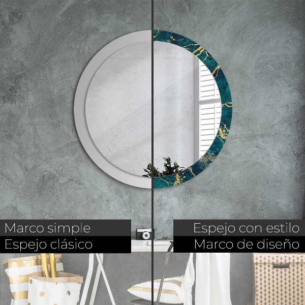 Circle decorative mirror Green malachite marble
