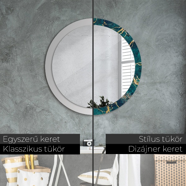 Circle decorative mirror Green malachite marble