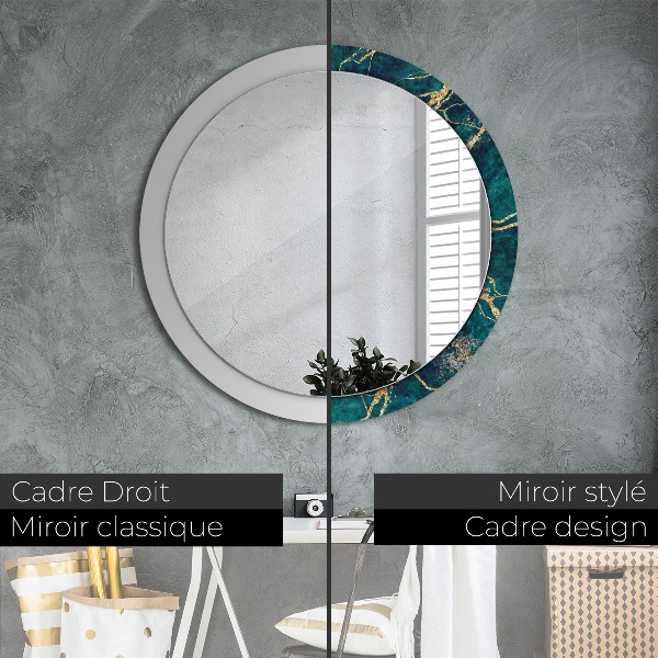 Circle decorative mirror Green malachite marble