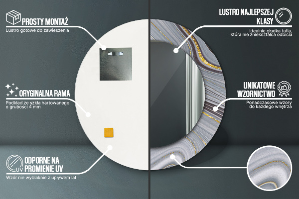 Circle decorative mirror Gray marble