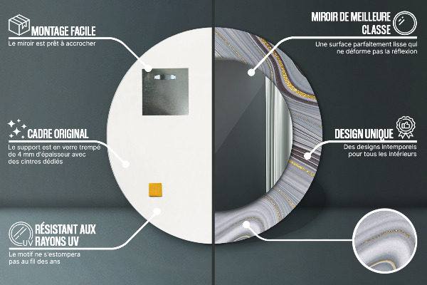 Circle decorative mirror Gray marble