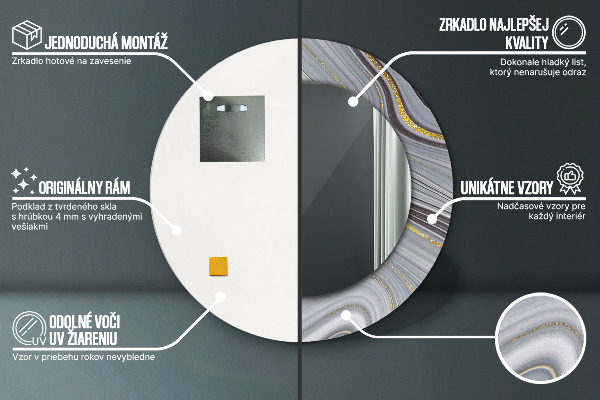 Circle decorative mirror Gray marble