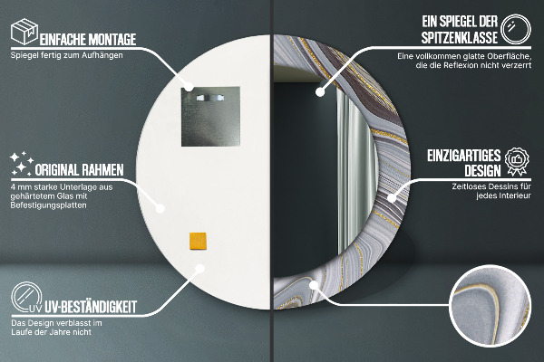 Circle decorative mirror Gray marble