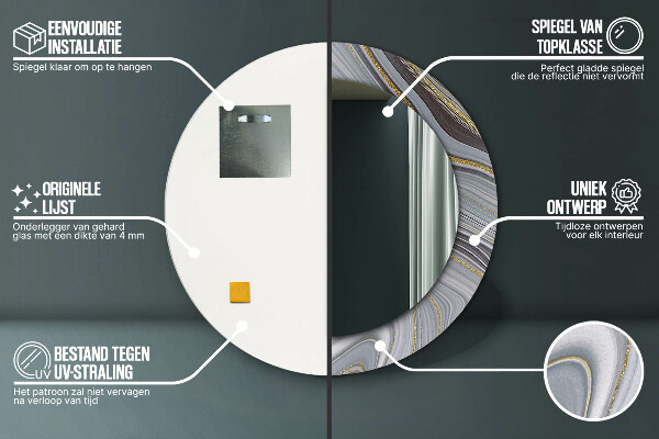 Circle decorative mirror Gray marble