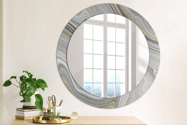 Circle decorative mirror Gray marble