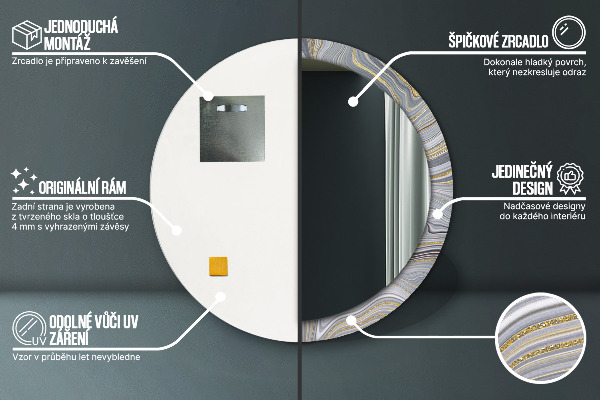 Circle decorative mirror Gray marble